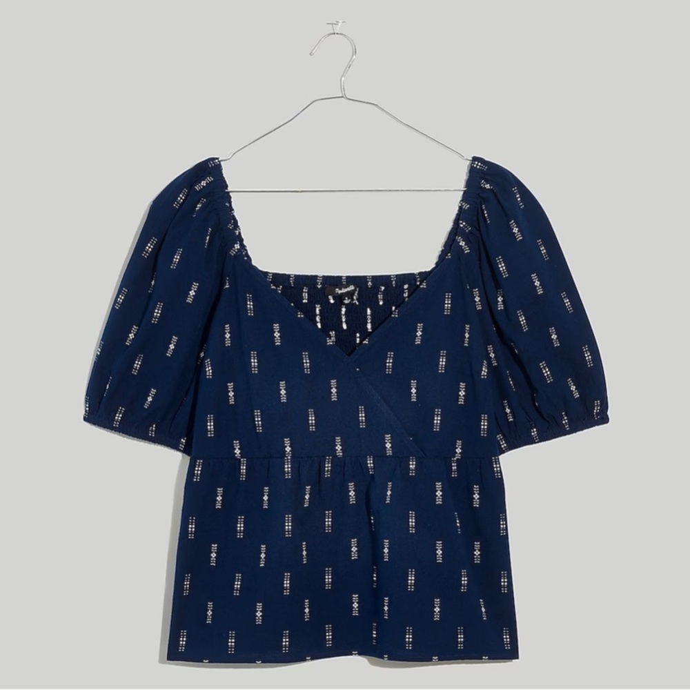 New Madewell Jacquard Puff-Sleeve Empire Top Size XXL